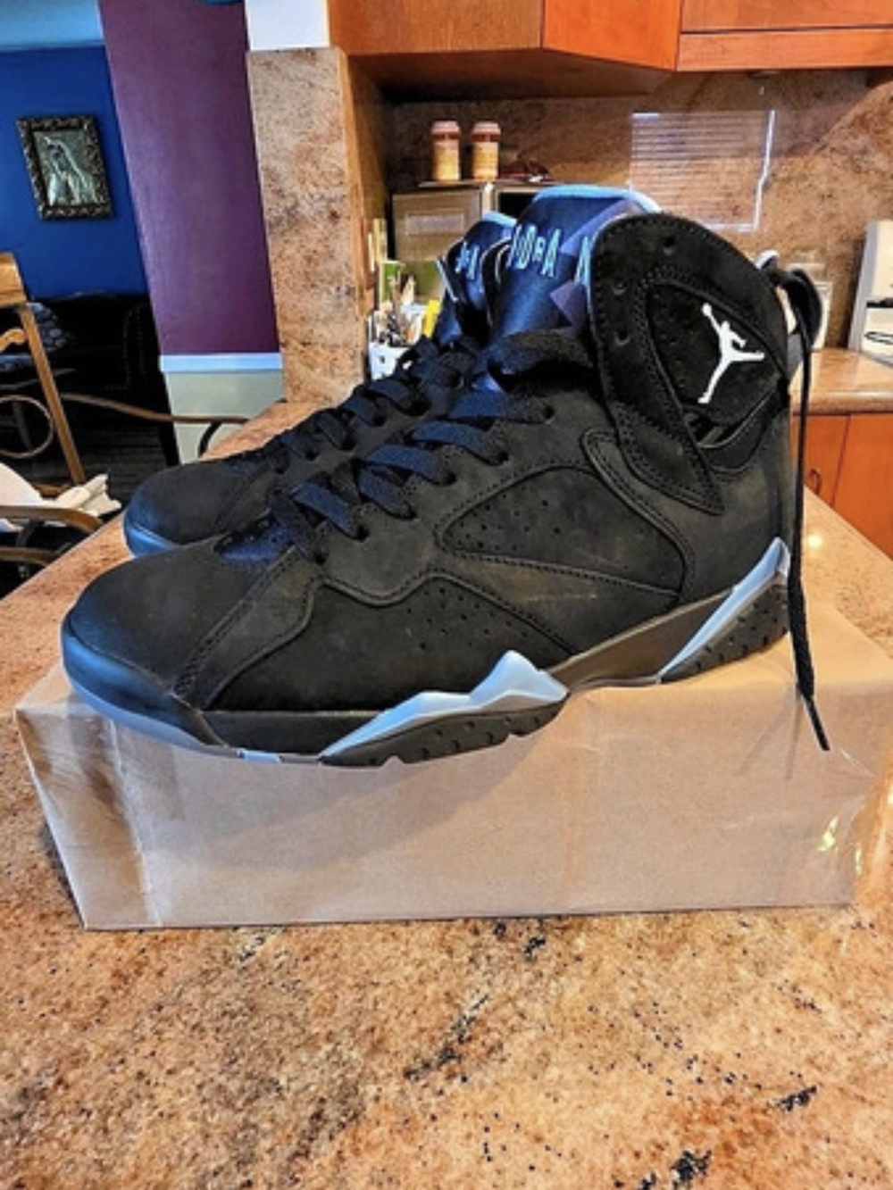 Jordan Air Jordan 7 Retro 'Chambray' Sneakers Black & Blue US 9